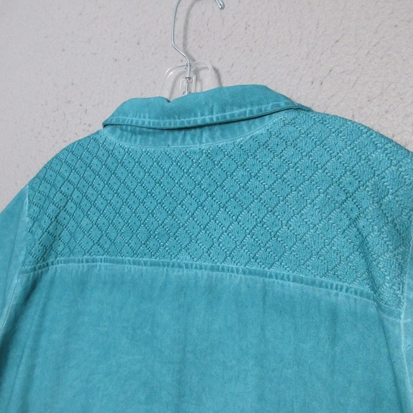 Logo by Lori Goldstein Tunic Top Plus 2XP Petite Green Distressed Canvas Pockets - Picture 10 of 11